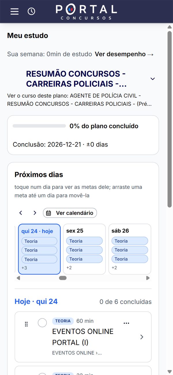 Plano do dia no celular